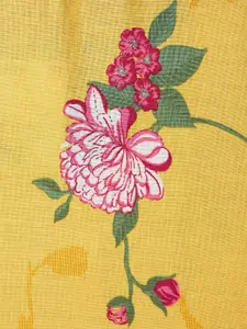 AKKRITI BY PANTALOONS Yellow & Magenta Floral A-Line Cotton Midi Dress
