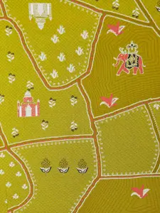 AKKRITI BY PANTALOONS Fluorescent Green Floral Printed Midi Fit & Flared Dress