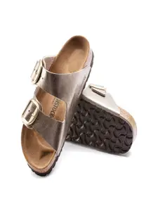 Birkenstock Arizona Big Buckle Graceful Taupe Narrow Width Birko-Flor Two-Strap Sandals