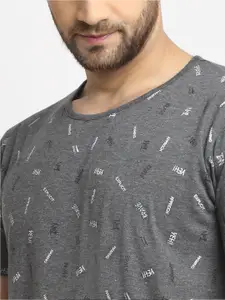 MACK JONNEY Men Grey 3 Printed Pockets T-shirt