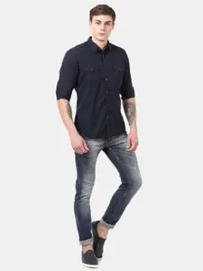 t-base Men Blue Standard Casual Shirt