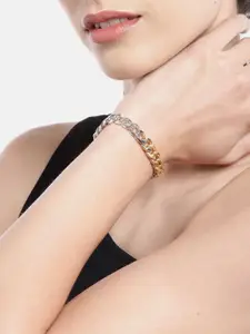 Carlton London Women Silver-Toned Gold-Plated Handcrafted Link Bracelet