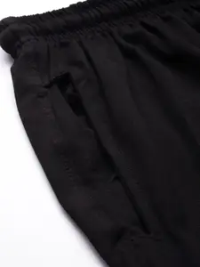 Kryptic Women Black Solid Pure Cotton Relaxed Fit Lounge Pants