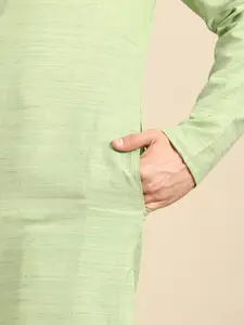 Anouk Men Green Jacquard Woven Design  Straight Kurta