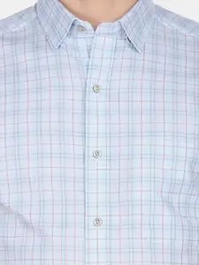 Arrow Men Blue Checked Pure Cotton Casual Shirt