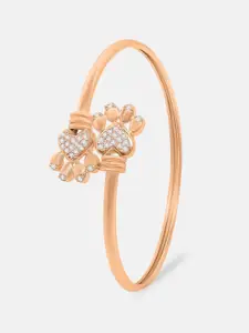 ZINU Women Rose Gold Plated Brass Cubic Zirconia Kada Bracelet