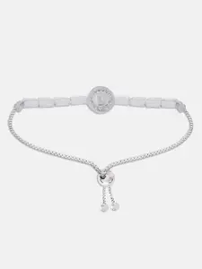 ZINU Women Silver-Toned & White Cubic Zirconia Embellished Link Bracelet