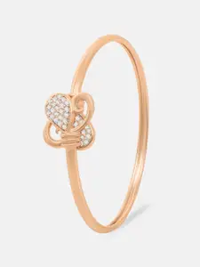 ZINU Women Rose Gold Plated Brass Cubic Zirconia Kada Bracelet