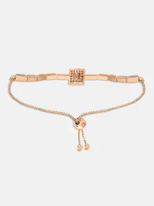 ZINU Women Rose Gold & White Brass Cubic Zirconia Rose Gold-Plated Charm Bracelet