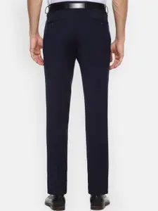 Louis Philippe Permapress Men Navy Blue Slim Fit Formal Trousers