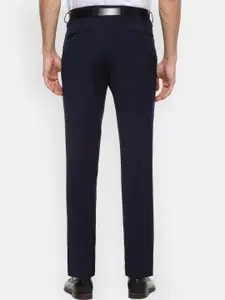Louis Philippe Permapress Men Navy Blue Slim Fit Trousers