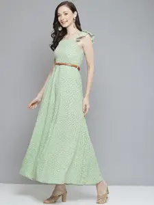 SASSAFRAS Green & White Floral Casual Maxi Dress