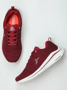 ABROS Men Maroon Woven Design Mesh Running Shoes