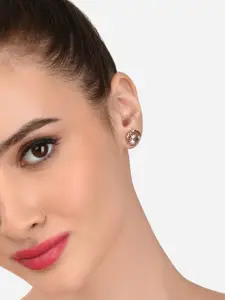 Zaveri Pearls Set of 2 Rose Gold Plated & White Floral Studs