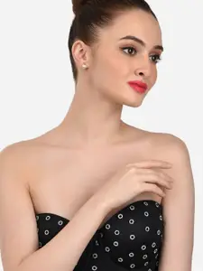 Zaveri Pearls Set Of 2 Rose Gold Plated & White Contemporary Studs Earrings