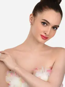 Zaveri Pearls Set Of 2 Rose Gold Contemporary Drop Earrings