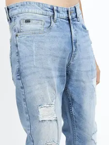 KETCH Men Blue Tapered Fit Highly Distressed Heavy Fade Stretchable Jeans