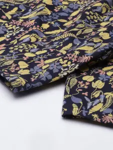 Enamor Women Navy Blue Floral Printed Cotton Loose Fit Shorts