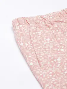 Enamor Women Pink Floral Printed Loose Fit Cotton Shorts