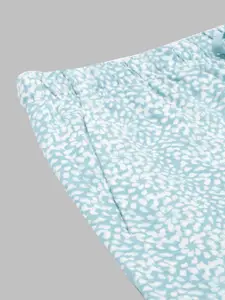 Enamor Women Blue Floral Printed Cotton Loose Fit Shorts