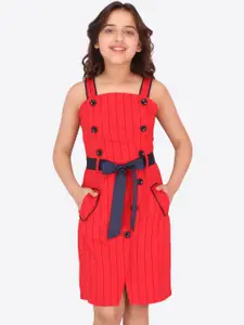 CUTECUMBER Girls Red Checked Georgette Sheath Dress