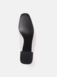 Allen Solly Women White Croc Textured Pumps with Chain Detail