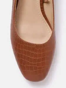 Allen Solly Women Brown Croc Textured Pumps