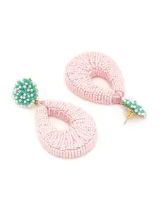 SOHI Pink & Teal Gold-Plated Contemporary Drop Earrings