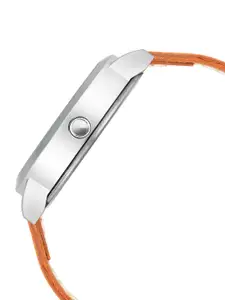 SWADESI STUFF Women Silver-Toned Dial & Brown Leather Straps Analogue Watch