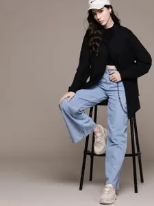 The Roadster Lifestyle Co. Solid Drop-Shoulder Sleeves Oversized Longline Casual Shirt