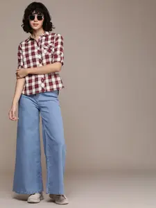 The Roadster Lifestyle Co. Women Pure Cotton Oversized Tartan Checks Casual Shirt