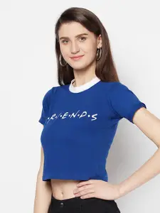 Purple State Blue Print Pure Cotton Crop Top