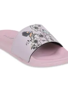 ELLE Women Pink & Black Printed Sliders