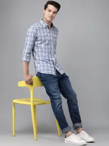 SPYKAR Men Blue Slim Fit Checked Casual Shirt