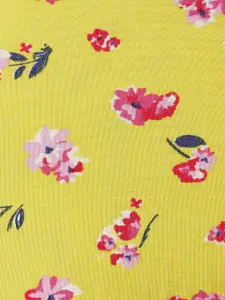 People Yellow Floral Print Liva Blouson Top