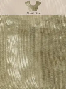 Saree mall Women Olive Green & Golden Ethnic Motifs Woven Design Traditional Taant Sarees