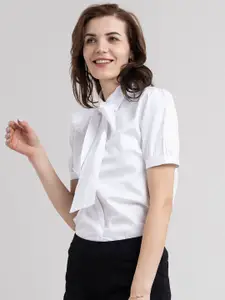 FableStreet Women White Comfort Formal Shirt