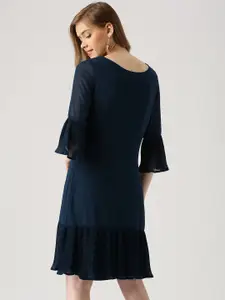 Marie Claire Women Navy Solid A-Line Dress
