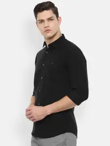 Louis Philippe Sport Men Black Slim Fit Cotton Casual Shirt