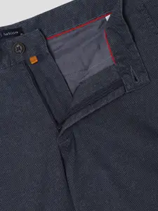 Van Heusen Sport Men Navy Blue Textured Slim Fit Trousers