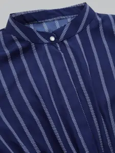 Selvia Blue Striped Crepe Dress