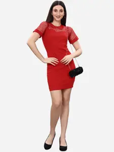 Selvia Red Solid Bodycon Dress