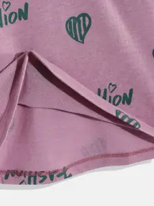 CrayonFlakes Girls Purple & Navy Blue Top with Shorts