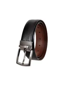 Allen Cooper Men Black & Brown Textured Reversible Leather Belt