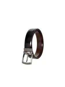 Allen Cooper Men Black & Brown Textured Leather Formal Belt