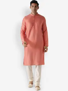 KISAH Men Purple Kurta & Churidar with Nehru Jacket Set