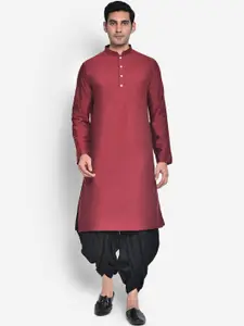 KISAH Men Black & Maroon Kurta with Patiala & Nehru Jacket