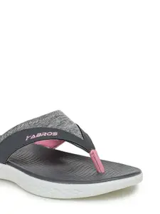 ABROS Women Grey & Pink Thong Flip-Flops
