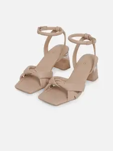 ALDO Beige Block Sandals with Buckles