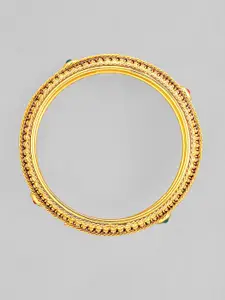 Anouk Set Of 2 Gold-Plated Red & Green Stoned-Studded Bangles